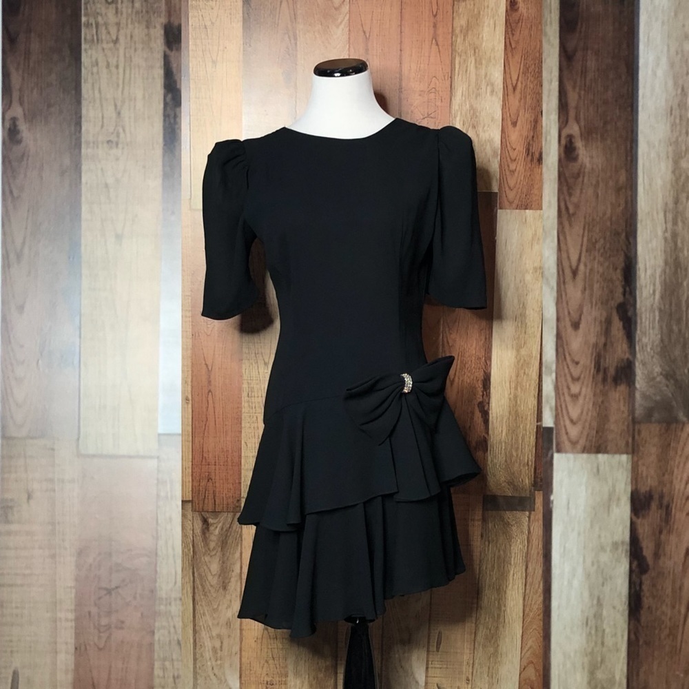 Vintage Late Edition Ltd. Black Cocktail Dress Size 7/8 - Picture 2 of 7